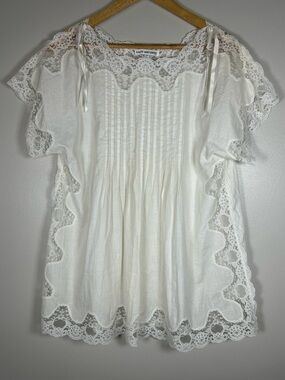 Vintage Ralph Montenero Lace Trim Peasant Blouse Nightgown Victorian Inspired